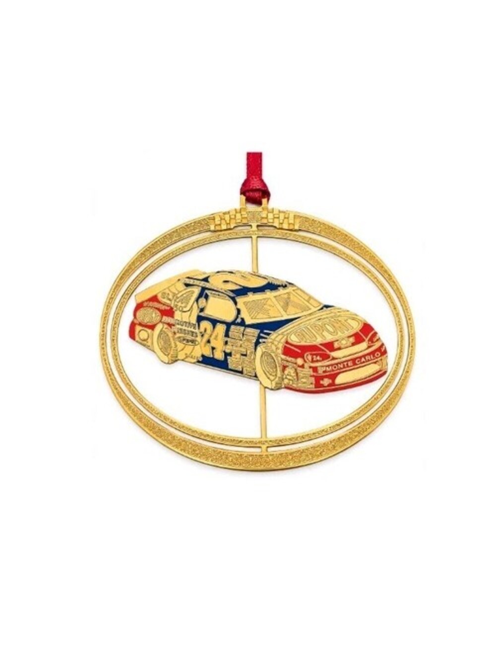 1997 Jeff Gordon #24 DuPont NASCAR Gold Tone Christmas Ornament Develotech